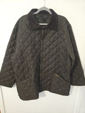 Barbour Liddesdale Quilted Jacket Dark Brown Mens XXL Diamond Quilt Snaps